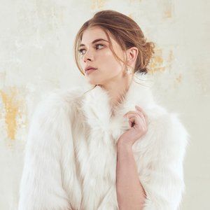 Unreal Fur Desire Cropped Jacket in Ivory NWT